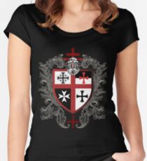 Camiseta entallada de cuello redondo Camiseta del escudo cruzado de los templarios de los caballeros