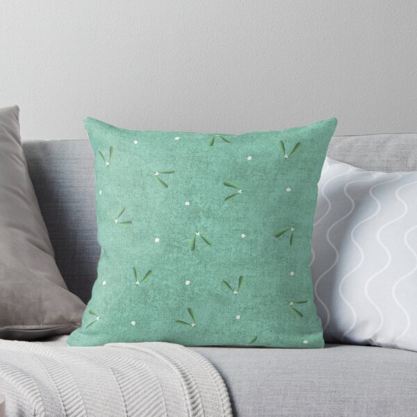 Item preview,  Cute Scattered Mistletoe Springs & Berries on Teal Green Background designed and sold by piptompatternco.