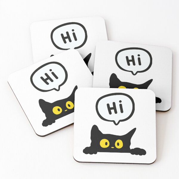 Item preview, Cute Black Cat Saying Hi – Minimal Kawaii Design designed and sold by ookiArt.