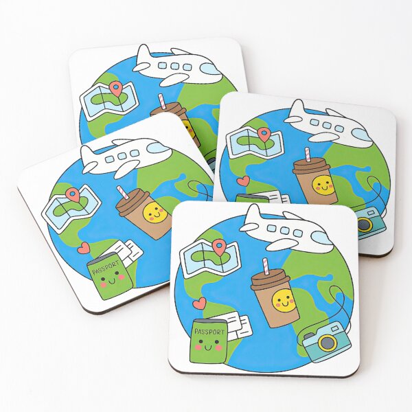 Item preview, Kawaii Travel Essentials on Earth with Cute Faces designed and sold by ArtfulWeave.