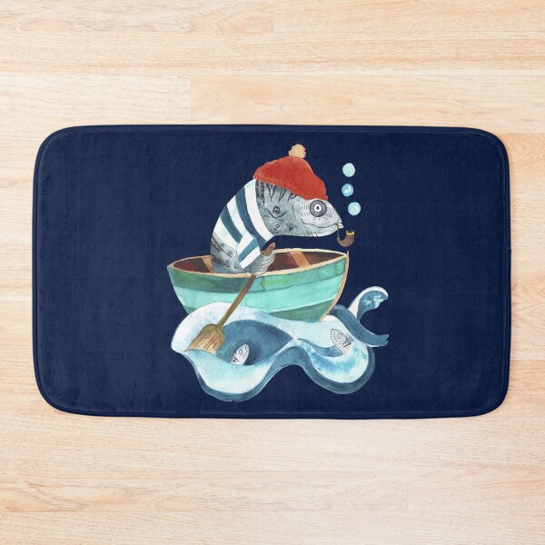 Item preview, Sailor Mackerel Fish in a Boat – Funny Nautical Watercolor Design designed and sold by Scandi Shop .
