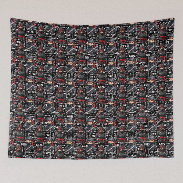Item preview, Copy of Ninja Girls Anime With Text Pattern Design - Black  designed and sold by PatternTitan.