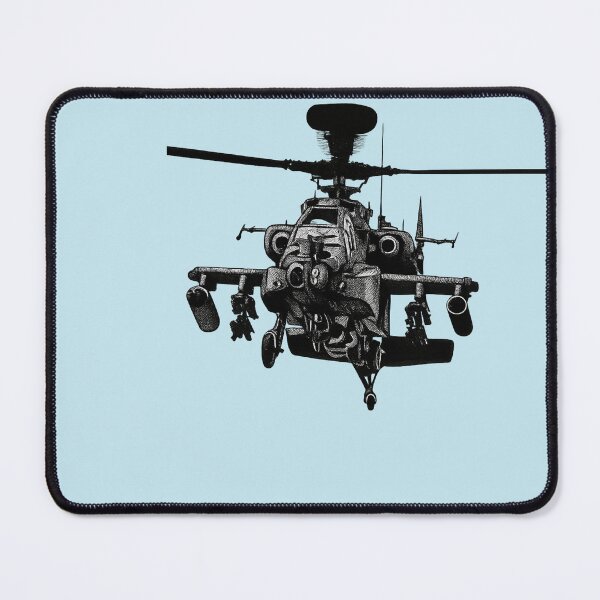 Item preview, AH-64E Apache helicopter  – Black & White Ink Illustration designed and sold by SketchStill.
