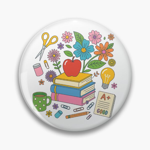 Item preview, Colorful Back to School Design with Books, Apple, and Supplies designed and sold by ArtfulWeave.