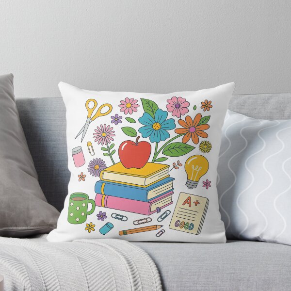 Item preview, Colorful Back to School Design with Books, Apple, and Supplies designed and sold by ArtfulWeave.