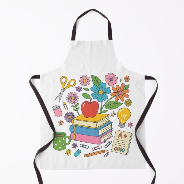Item preview, Colorful Back to School Design with Books, Apple, and Supplies designed and sold by ArtfulWeave.