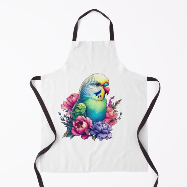 Item preview, A beautiful and fluffy parakeet with various leaves and colorful flowers designed and sold by Marcoshop10.