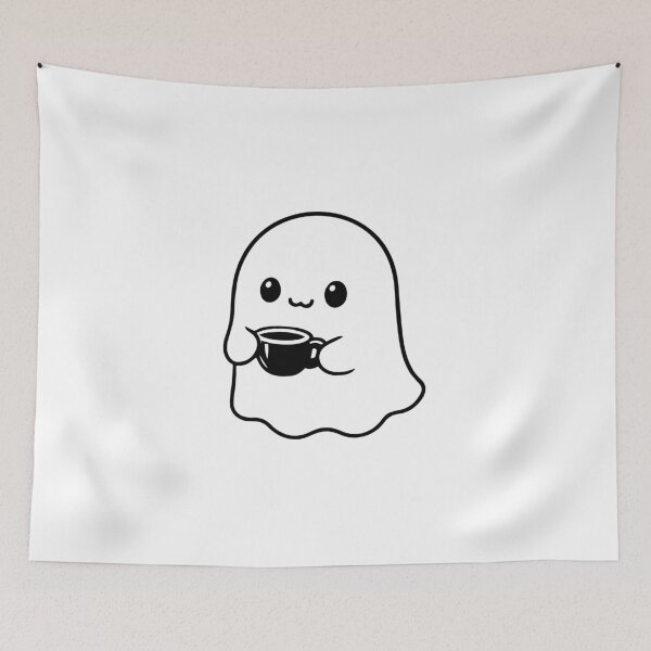 Item preview, Cute Ghost Drinking Coffee designed and sold by dcreagraph.