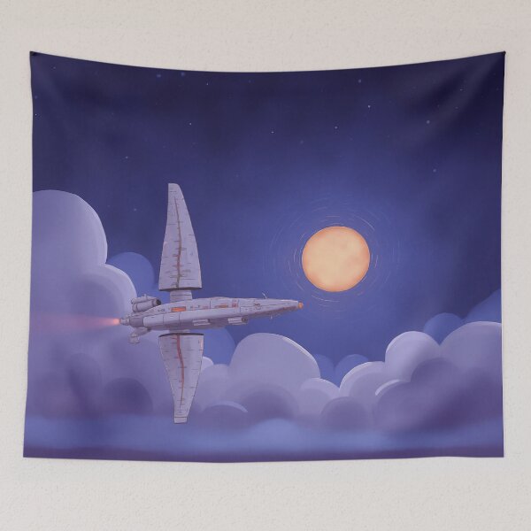 Item preview, Silent Flight – Dreamy Spaceship Under the Moon designed and sold by Whimsical Hug.