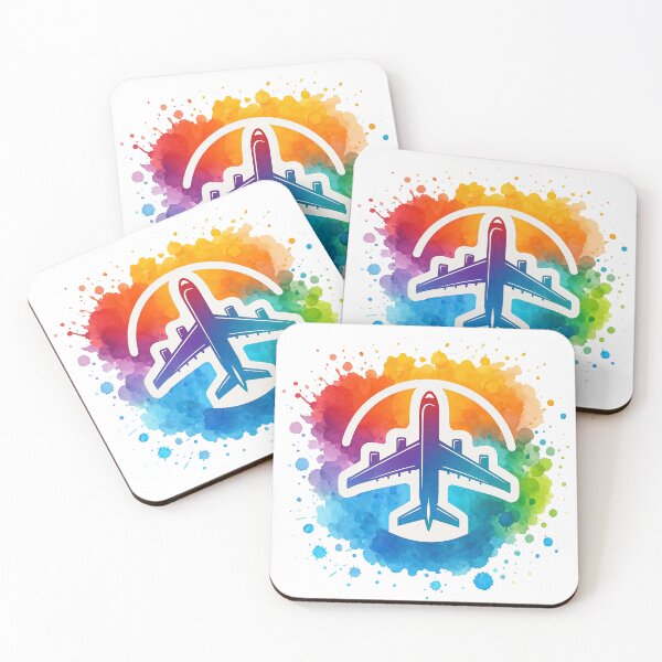Item preview, Watercolor Rainbow Splash with Airplane Travel Icon designed and sold by ArtfulWeave.