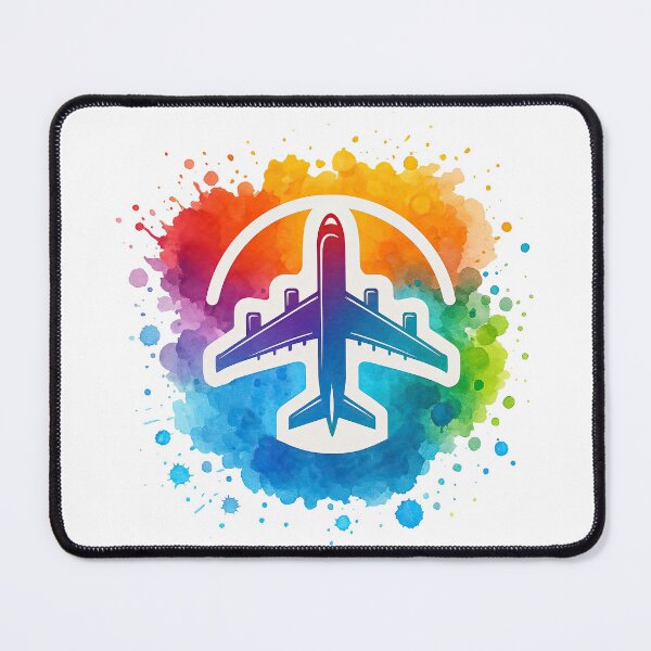 Item preview, Watercolor Rainbow Splash with Airplane Travel Icon designed and sold by ArtfulWeave.