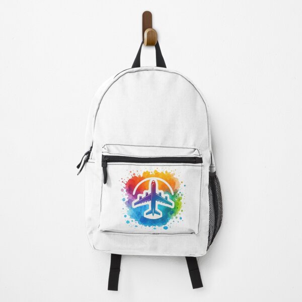 Item preview, Watercolor Rainbow Splash with Airplane Travel Icon designed and sold by ArtfulWeave.