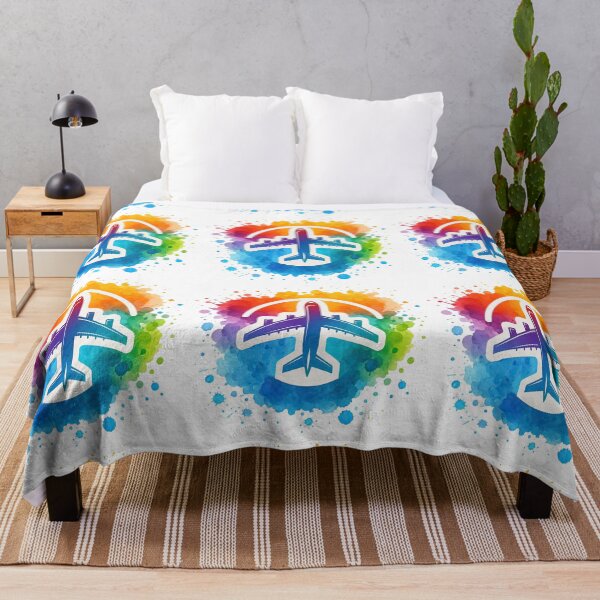 Item preview, Watercolor Rainbow Splash with Airplane Travel Icon designed and sold by ArtfulWeave.