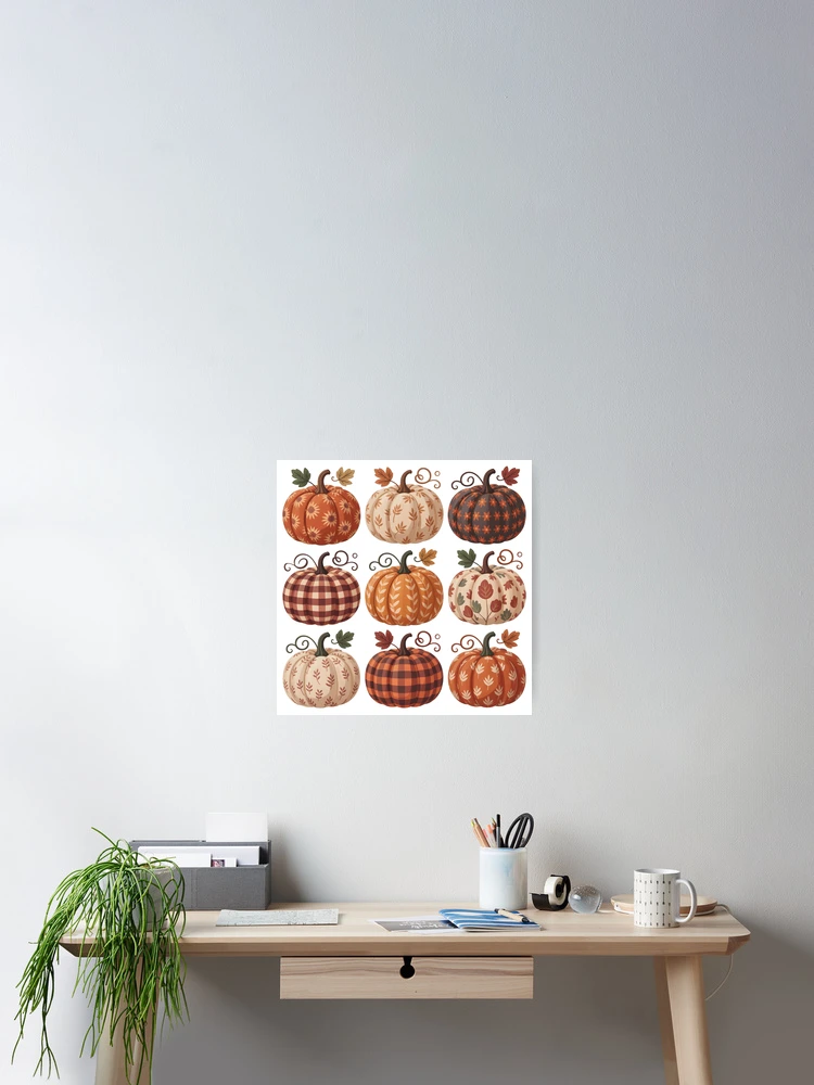 Thumbnail 2 of 3, Poster, Rustic Fall Pumpkins Pattern Design designed and sold by PrintandJoy.