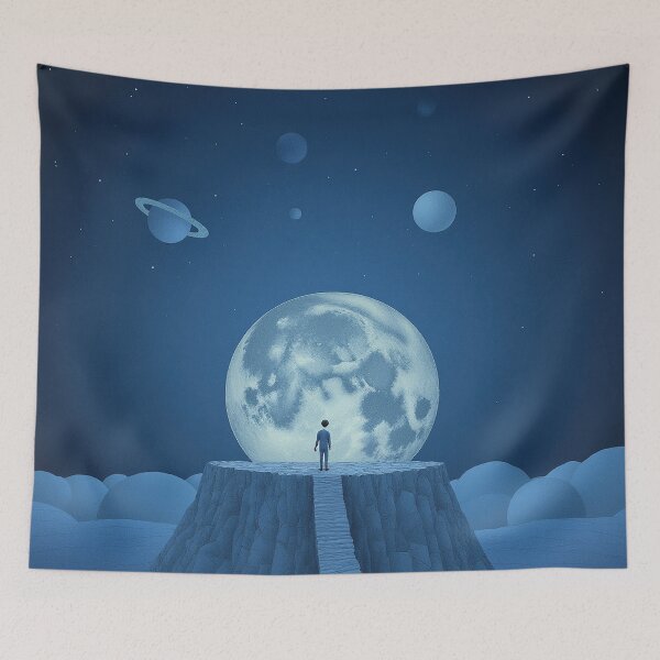 Item preview, Beyond the Moon – Surreal Dreamscape Art designed and sold by Whimsical Hug.