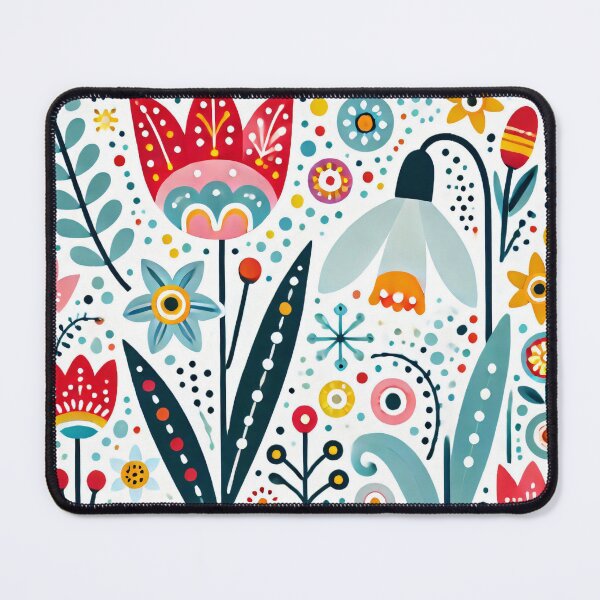 Item preview, Spring Tulip and Snowdrop Flowers - Vibrant Scandinavian Folk Art by heidiannemorris © designed and sold by FOLK ART FUSION.