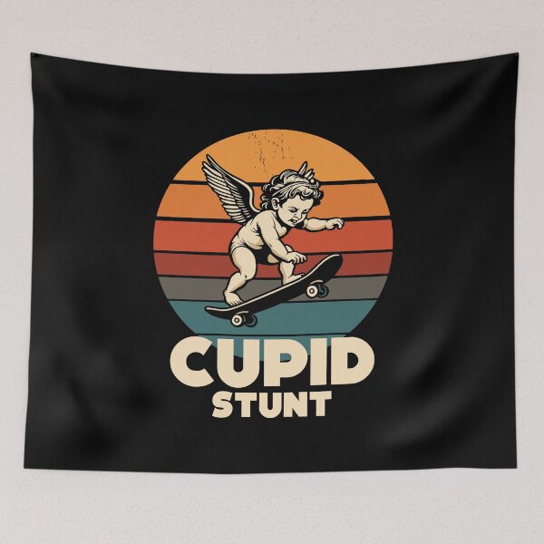 Item preview, Funny Cupid Stunt Spoonerism Retro Skateboard Angel Skater designed and sold by w1ckerman.