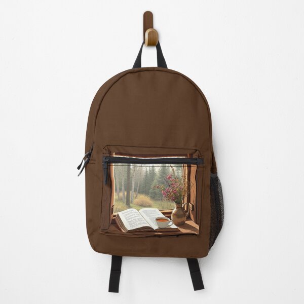 Item preview, Cozy Book & Tea by the Window – Cottagecore Forest View Illustration designed and sold by Witty Moon.