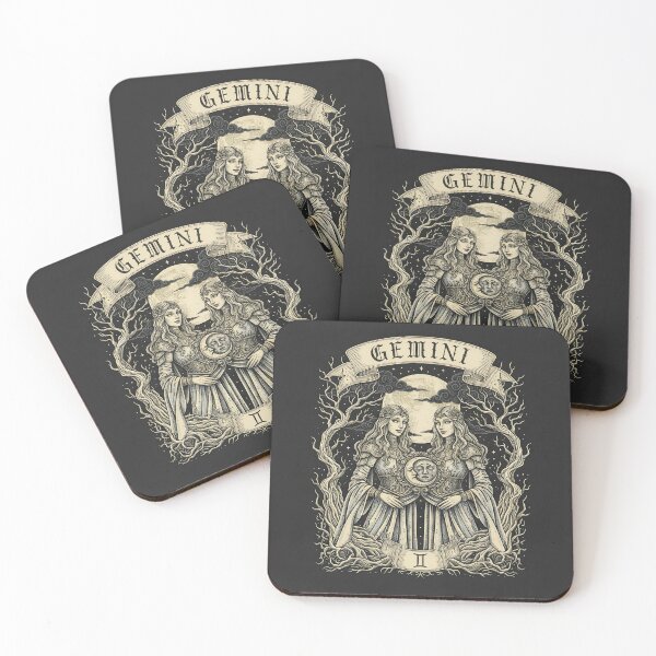 Item preview, Ethereal Gemini Twins Art | Mystical Dark Zodiac Astrological Sign designed and sold by A Mediterranean Crab.