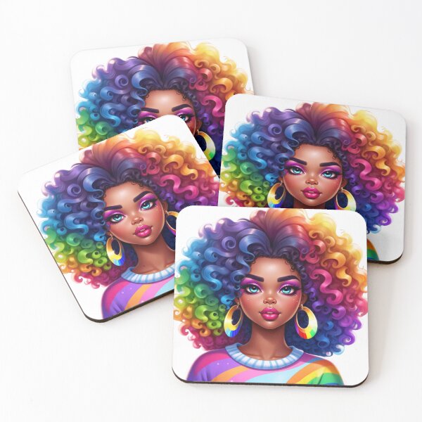 Item preview, Rainbow Afro Queen – Bold & Colorful Beauty designed and sold by Lulunza.