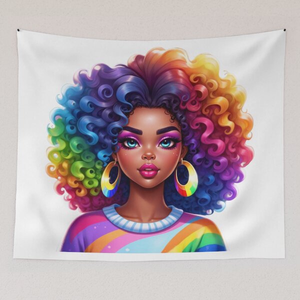 Item preview, Rainbow Afro Queen – Bold & Colorful Beauty designed and sold by Lulunza.