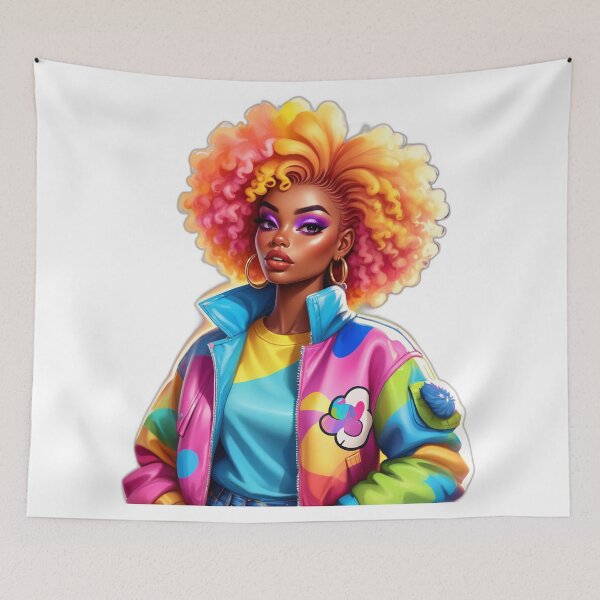 Item preview, Vibrant Melanin Queen – Rainbow Curls Magic designed and sold by Lulunza.