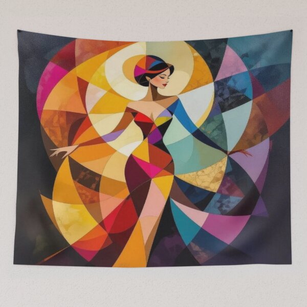Item preview, Geometric Grace – abstract woman in flowing motion & vivid colors for modern art lovers designed and sold by FotoworldEdel.