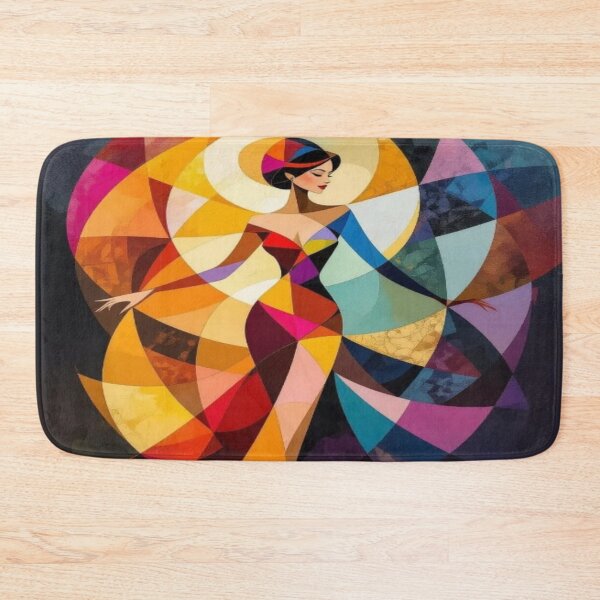 Item preview, Geometric Grace – abstract woman in flowing motion & vivid colors for modern art lovers designed and sold by FotoworldEdel.