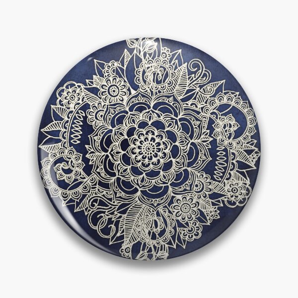 Item preview, Cream Floral Moroccan Pattern on Deep Indigo Ink designed and sold by micklyn.