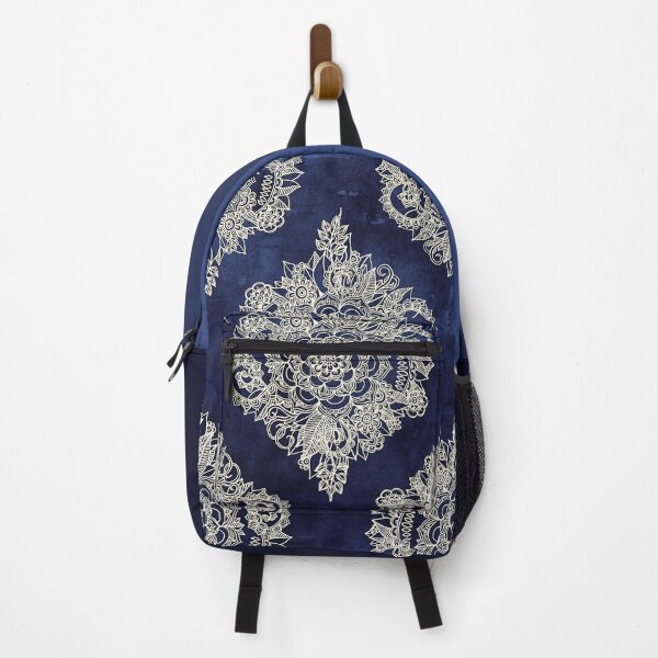 Item preview, Cream Floral Moroccan Pattern on Deep Indigo Ink designed and sold by micklyn.