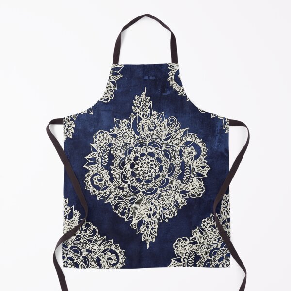 Item preview, Cream Floral Moroccan Pattern on Deep Indigo Ink designed and sold by micklyn.