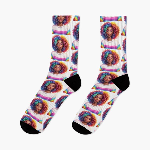 Artikelvorschau, Afro Rainbow Girl – Selbstbewusster, farbenfroher Stil entworfen und verkauft von Lulunza.