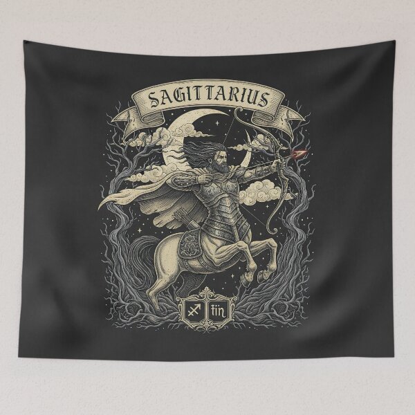 Item preview, Armored Sagittarius Centaur Archer Art | Dark Mystical Zodiac Fire Sign designed and sold by A Mediterranean Crab.