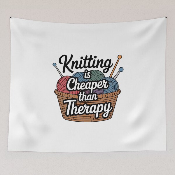 Item preview, Knitting is Cheaper than Therapy designed and sold by jkrphoto.