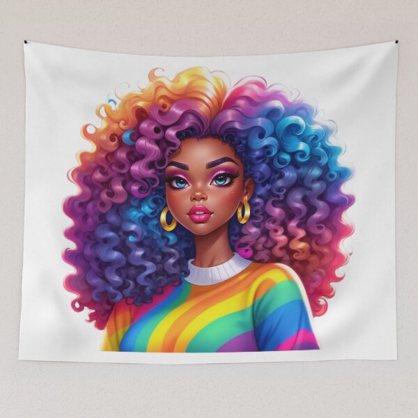 Item preview, Rainbow Curly Diva – Bold Melanin Energy designed and sold by Lulunza.