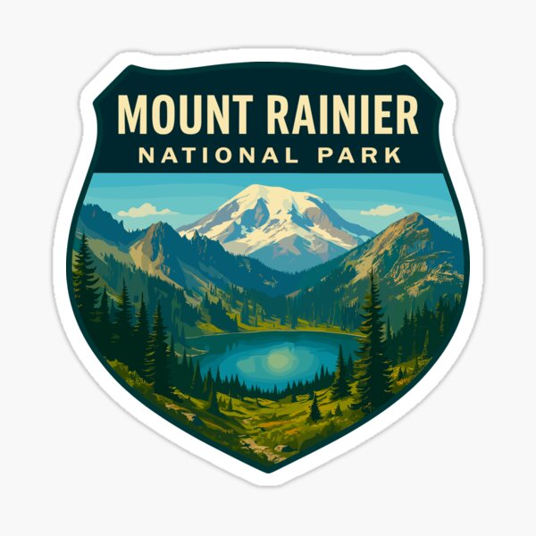 Mount Rainier National Park Retro Sticker Sticker