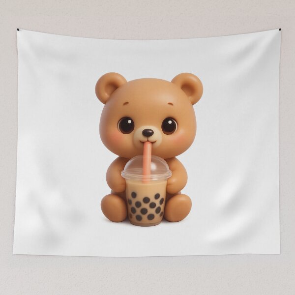 Item preview, Cute Boba Bear Drinking Bubble Tea | Kawaii Cartoon Art designed and sold by Moons Studio.
