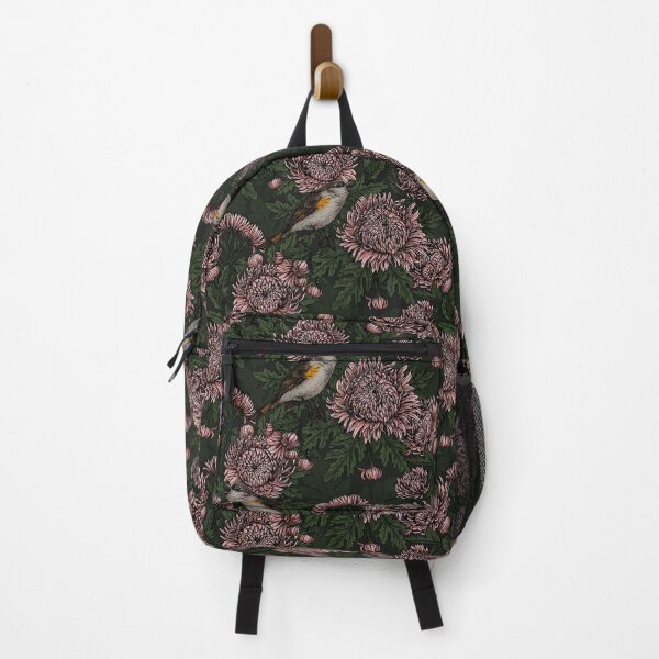 Item preview, Redstarts in the chrysanthemums in brown and pink designed and sold by Katerina Mitkova Kirilova.