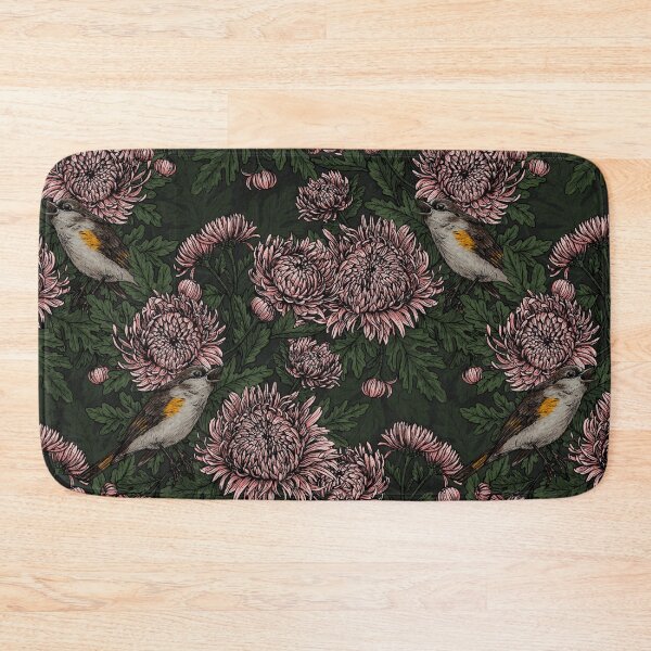 Item preview, Redstarts in the chrysanthemums in brown and pink designed and sold by Katerina Mitkova Kirilova.