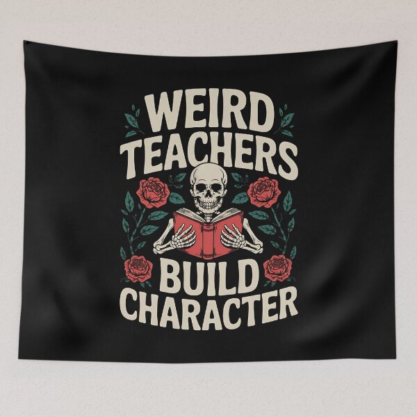 Item preview, Weird Teachers Build Character Skeleton Book Halloween designed and sold by BakeryDozen.