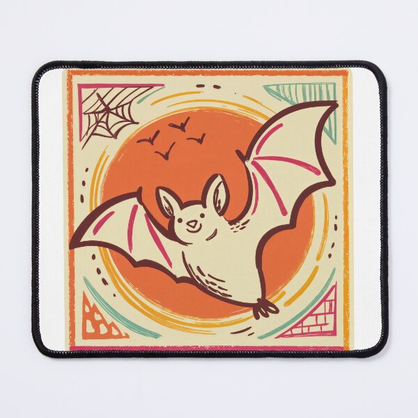 Item preview, Whimsical Bat Flight at Sunset – Halloween Meets Folk Art designed and sold by ForeverPrintsOK.