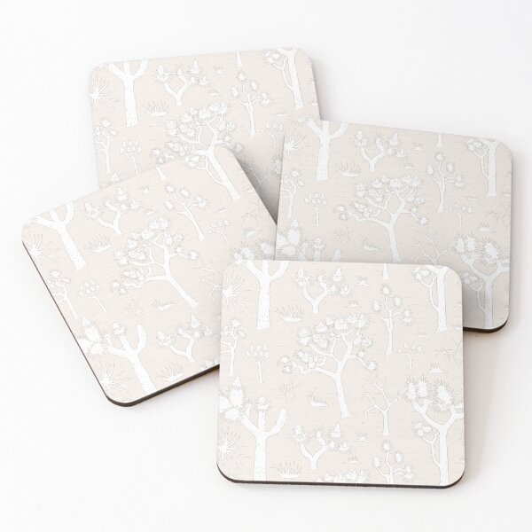 Item preview, Joshua Tree desert landscape in white on mother of pearl – soft design for bed linen & pillows designed and sold by colorofmagic.