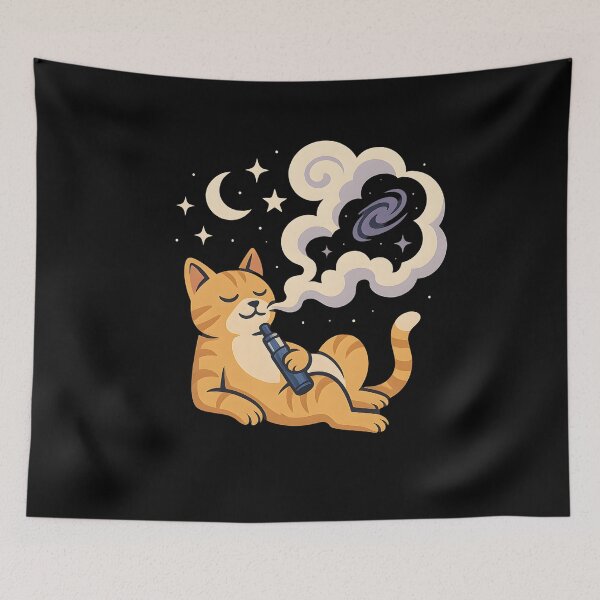 Item preview, Cosmic Cat Clouds – Relaxed Space Cat Vaping Design designed and sold by House of Taste Vape Designs.