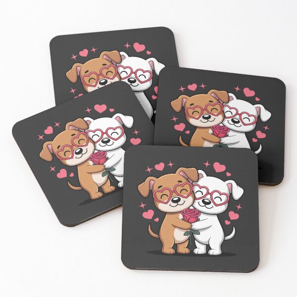 Item preview, Cute Dog Couple Hug with Rose | Chibi Valentine Cartoon Design designed and sold by ColorSplash123.