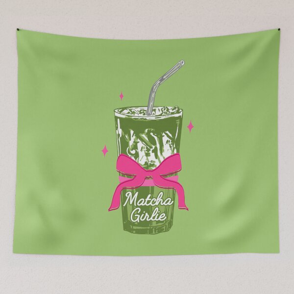 Item preview, Pink Bows Matcha – Girly Vintage Illustration designed and sold by MaiZephyr.