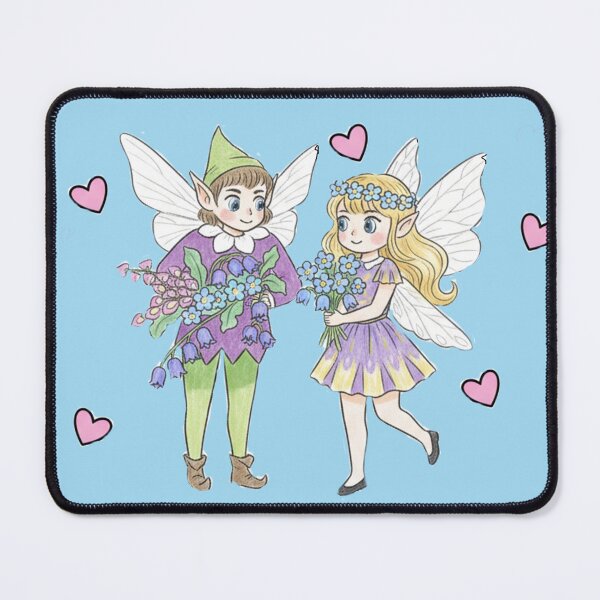 Item preview, Cute fairy and pixie blue background designed and sold by Faerieglen.
