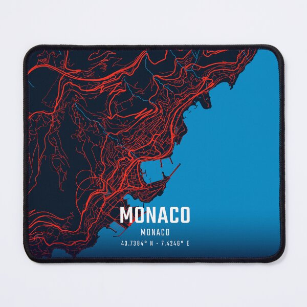 Item preview, Monaco Red & Blue Minimalist Map designed and sold by HomeLivingCo.