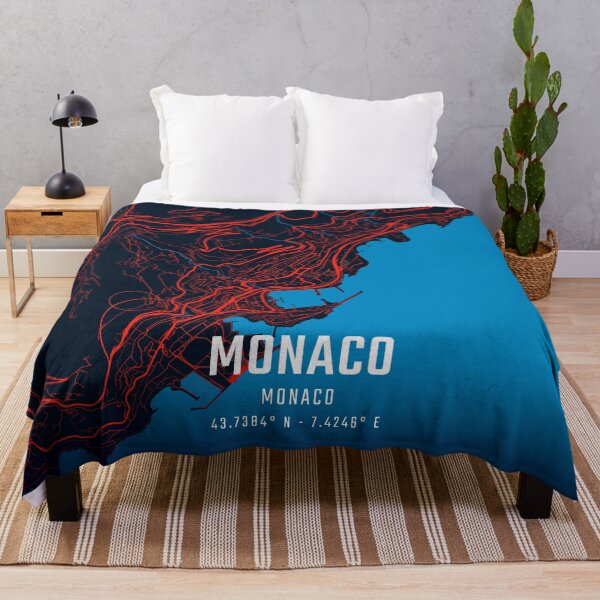 Item preview, Monaco Red & Blue Minimalist Map designed and sold by HomeLivingCo.