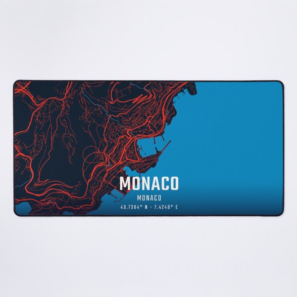 Item preview, Monaco Red & Blue Minimalist Map designed and sold by HomeLivingCo.