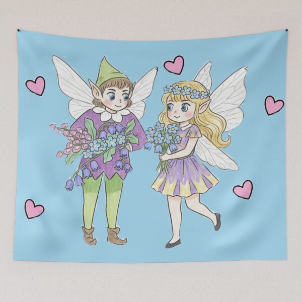 Item preview,  Cute fairy and pixie blue  background designed and sold by Faerieglen.
